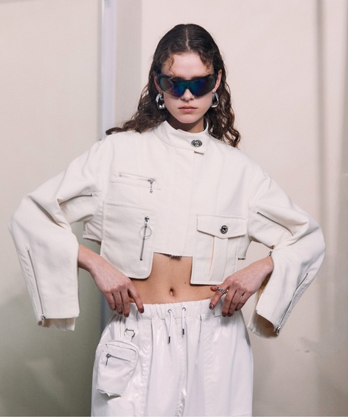 PRANK PROJECT（プランクプロジェクト）の「ショートレングスバイカーブルゾン/Short-length Biker Blouson（ブルゾン・レディース・ブラック/オフホワイト・FREE）」の2枚目の写真