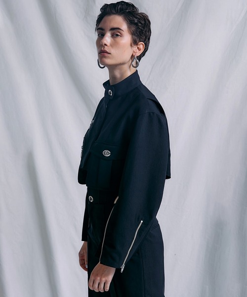 PRANK PROJECT（プランクプロジェクト）の「ショートレングスバイカーブルゾン/Short-length Biker Blouson（ブルゾン・レディース・ブラック/オフホワイト・FREE）」の9枚目の写真