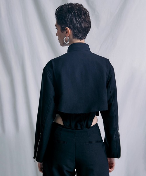 PRANK PROJECT（プランクプロジェクト）の「ショートレングスバイカーブルゾン/Short-length Biker Blouson（ブルゾン・レディース・ブラック/オフホワイト・FREE）」の3枚目の写真