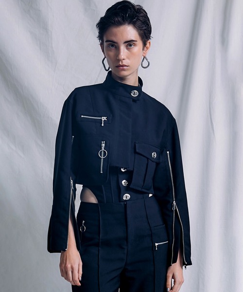 PRANK PROJECT（プランクプロジェクト）の「ショートレングスバイカーブルゾン/Short-length Biker Blouson（ブルゾン・レディース・ブラック/オフホワイト・FREE）」の5枚目の写真