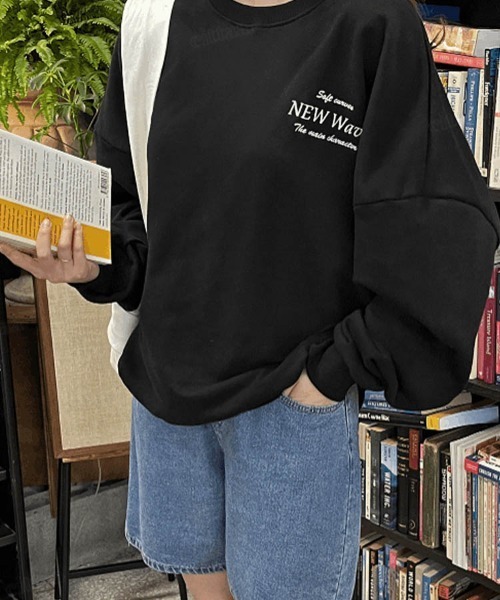 Dalfwin(ダールフィン)の「NEW Wave刺繍ロゴオーバーサイズスウェット(スウェット・レディース・グレー系その他/ネイビー/ブラック・FREE)」の8枚目の写真