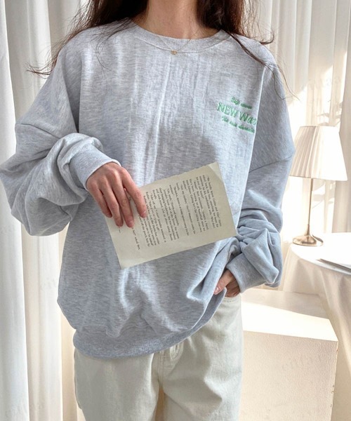 Dalfwin(ダールフィン)の「NEW Wave刺繍ロゴオーバーサイズスウェット(スウェット・レディース・グレー系その他/ネイビー/ブラック・FREE)」の10枚目の写真