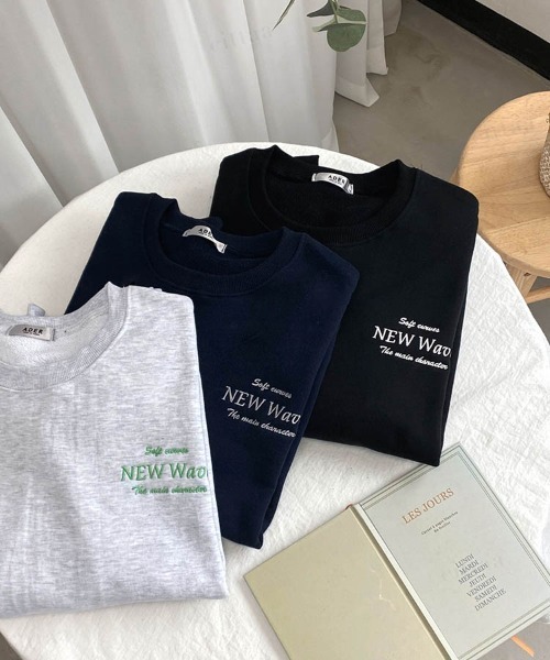 Dalfwin(ダールフィン)の「NEW Wave刺繍ロゴオーバーサイズスウェット(スウェット・レディース・グレー系その他/ネイビー/ブラック・FREE)」の5枚目の写真
