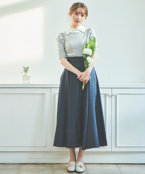 NOELA(ノエラ)の「デニムフレアスカート(スカート・レディース・インディゴブルー/ダークインディゴブルー/ブラック・M/S)」の20枚目の写真