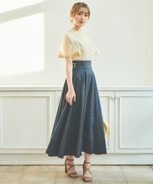 NOELA(ノエラ)の「デニムフレアスカート(スカート・レディース・インディゴブルー/ダークインディゴブルー/ブラック・M/S)」の21枚目の写真