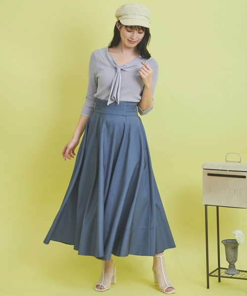 NOELA(ノエラ)の「デニムフレアスカート(スカート・レディース・インディゴブルー/ダークインディゴブルー/ブラック・M/S)」の7枚目の写真