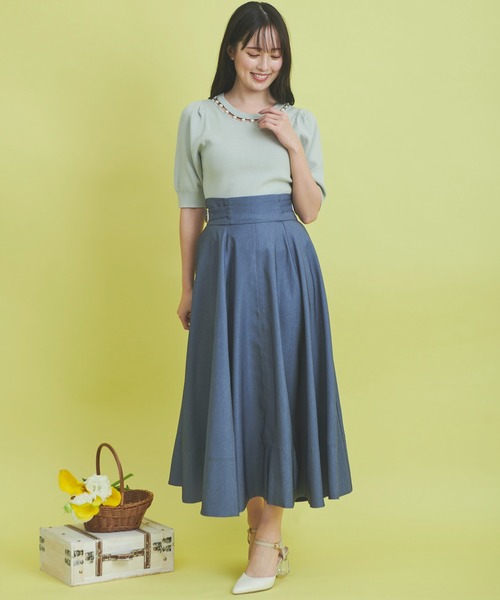 NOELA(ノエラ)の「デニムフレアスカート(スカート・レディース・インディゴブルー/ダークインディゴブルー/ブラック・M/S)」の8枚目の写真