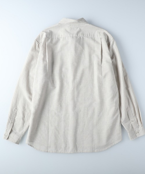 BACK NUMBER（バックナンバー）の「【BACK NUMBER】サラサラリネン混ストライプ（シャツ/ブラウス・メンズ・ホワイト/サックスブルー/ベージュ・S/M/L/XL）」の5枚目の写真