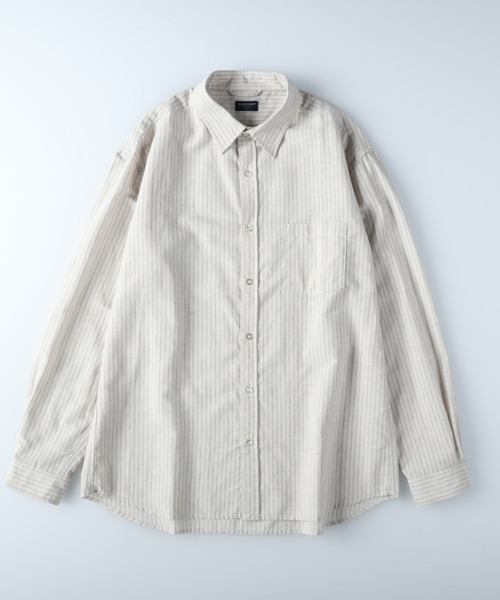 BACK NUMBER（バックナンバー）の「【BACK NUMBER】サラサラリネン混ストライプ（シャツ/ブラウス・メンズ・ホワイト/サックスブルー/ベージュ・S/M/L/XL）」の18枚目の写真