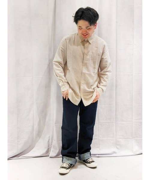 BACK NUMBER（バックナンバー）の「【BACK NUMBER】サラサラリネン混ストライプ（シャツ/ブラウス・メンズ・ホワイト/サックスブルー/ベージュ・S/M/L/XL）」の16枚目の写真