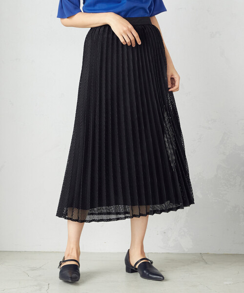 COMME CA ISM（コムサイズム）の「レース プリーツスカート（スカート・レディース・ブラック/ホワイト/ブルー・LARGE/MEDIUM）」の2枚目の写真