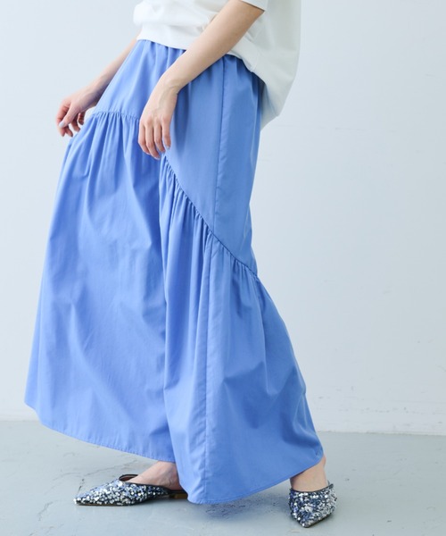 Aunt Marie's(アントマリーズ)の「アシメギャザー切替ロングスカート(スカート・レディース・ホワイト/サックスブルー/ブラック・FREE)」の12枚目の写真