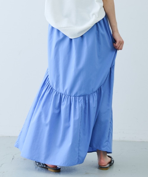 Aunt Marie's(アントマリーズ)の「アシメギャザー切替ロングスカート(スカート・レディース・ホワイト/サックスブルー/ブラック・FREE)」の15枚目の写真