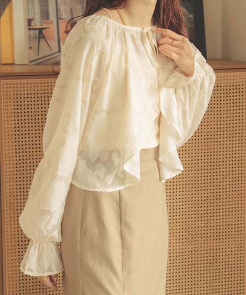 Ambre Neige（アンブルネージュ）の「【前後２WAY】オパールボレロブラウス／WEB/EC限定商品（シャツ/ブラウス・レディース・ダークブラウン/アイボリー/ピンクベージュ・FREE）」の2枚目の写真