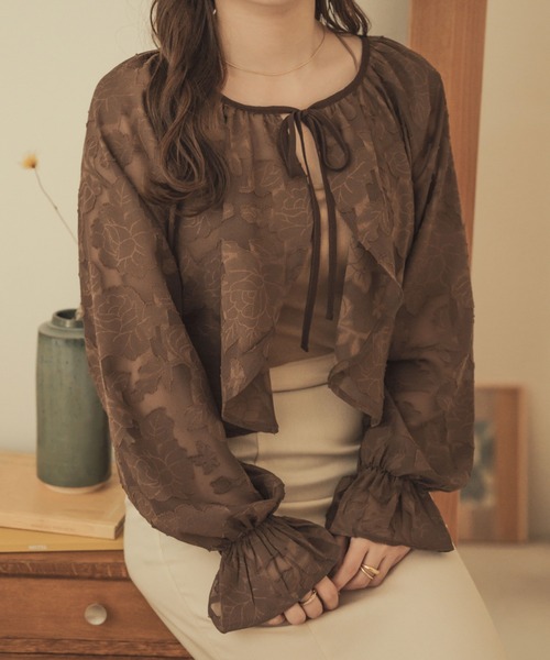 Ambre Neige（アンブルネージュ）の「【前後２WAY】オパールボレロブラウス／WEB/EC限定商品（シャツ/ブラウス・レディース・ダークブラウン/アイボリー/ピンクベージュ・FREE）」の15枚目の写真