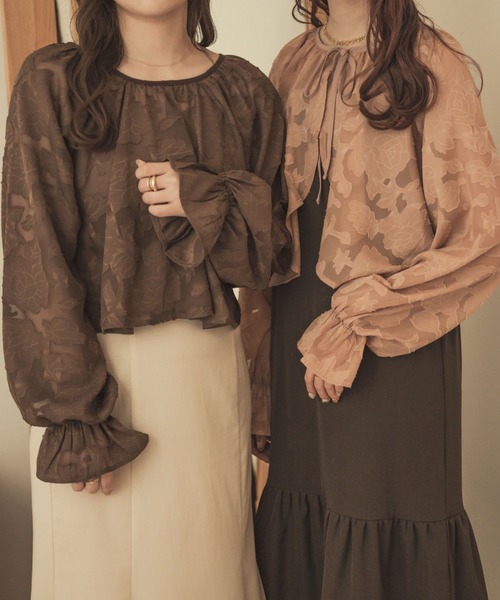 Ambre Neige（アンブルネージュ）の「【前後２WAY】オパールボレロブラウス／WEB/EC限定商品（シャツ/ブラウス・レディース・ダークブラウン/アイボリー/ピンクベージュ・FREE）」の4枚目の写真
