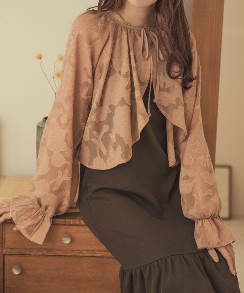 Ambre Neige（アンブルネージュ）の「【前後２WAY】オパールボレロブラウス／WEB/EC限定商品（シャツ/ブラウス・レディース・ダークブラウン/アイボリー/ピンクベージュ・FREE）」の5枚目の写真