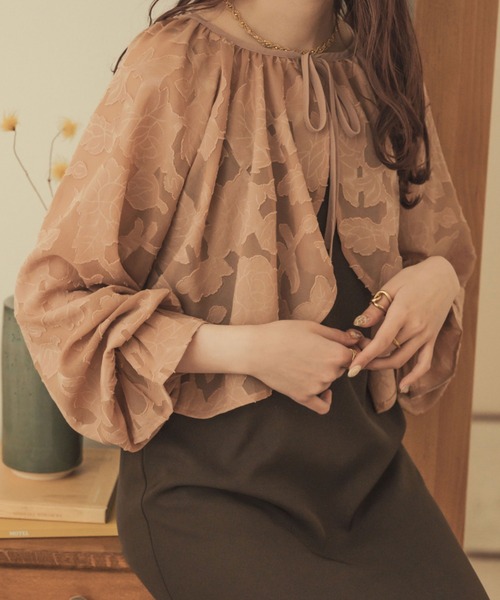 Ambre Neige（アンブルネージュ）の「【前後２WAY】オパールボレロブラウス／WEB/EC限定商品（シャツ/ブラウス・レディース・ダークブラウン/アイボリー/ピンクベージュ・FREE）」の6枚目の写真