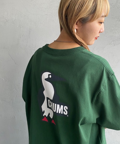 CHUMS（チャムス）の「[CHUMS/チャムス] BOOBY バックプリント ショートスリーブTシャツ（Tシャツ/カットソー・レディース・ホワイト/サックスブルー/ダークグリーン/ベージュ/グレイッシュベージュ/ブラック/ピンク/ホワイト×ネイビー・LARGE/XL/XXL/L/M）」の7枚目の写真