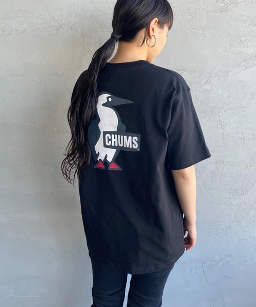 CHUMS（チャムス）の「[CHUMS/チャムス] BOOBY バックプリント ショートスリーブTシャツ（Tシャツ/カットソー・レディース・ホワイト/サックスブルー/ダークグリーン/ベージュ/グレイッシュベージュ/ブラック/ピンク/ホワイト×ネイビー・LARGE/XL/XXL/L/M）」の16枚目の写真