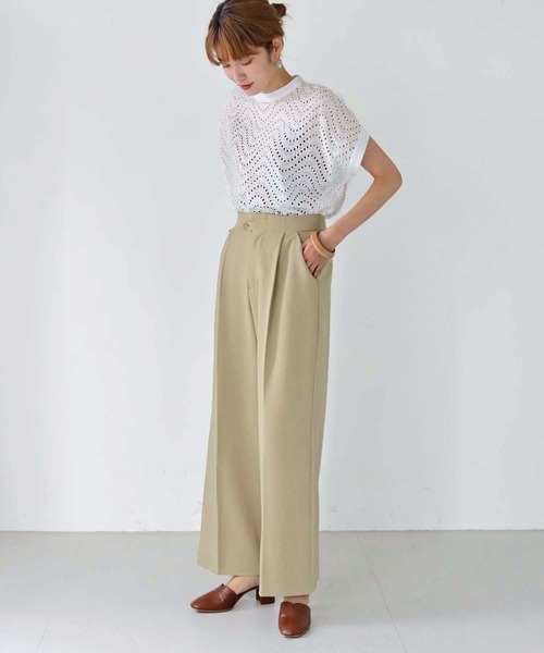 HER CLOSET（ハークローゼット）の「【shemoshelly】WEB限定カットワークレースフレンチブラウス（シャツ/ブラウス・レディース・オフホワイト/ダークグリーン/ブラック・M）」の7枚目の写真