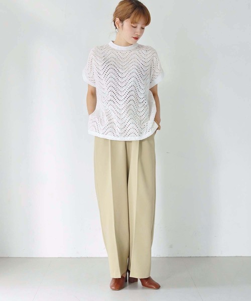 HER CLOSET（ハークローゼット）の「【shemoshelly】WEB限定カットワークレースフレンチブラウス（シャツ/ブラウス・レディース・オフホワイト/ダークグリーン/ブラック・M）」の13枚目の写真