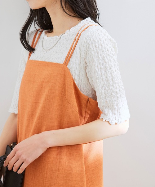 VIS（ビス）の「ふくれジャガード5分袖カットソー（Tシャツ/カットソー・レディース・ブラック/サックスブルー/ホワイト・FREE）」の12枚目の写真