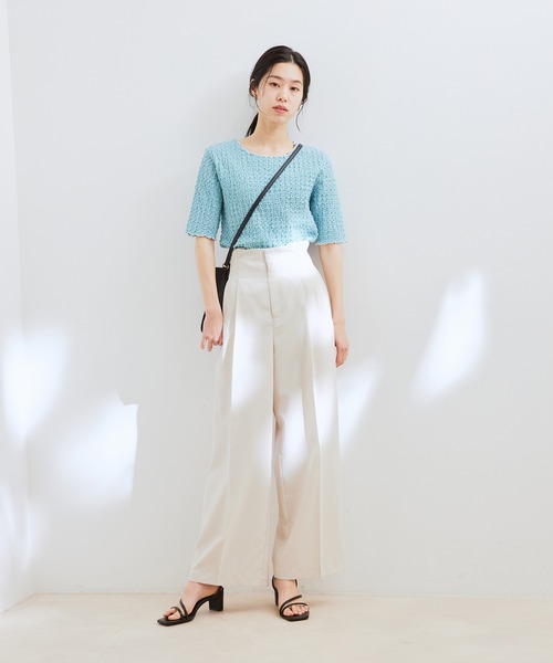 VIS（ビス）の「ふくれジャガード5分袖カットソー（Tシャツ/カットソー・レディース・ブラック/サックスブルー/ホワイト・FREE）」の16枚目の写真