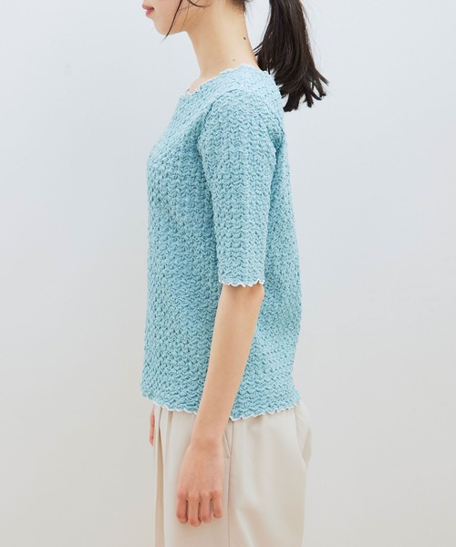 VIS（ビス）の「ふくれジャガード5分袖カットソー（Tシャツ/カットソー・レディース・ブラック/サックスブルー/ホワイト・FREE）」の13枚目の写真