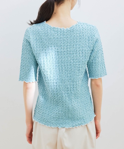 VIS（ビス）の「ふくれジャガード5分袖カットソー（Tシャツ/カットソー・レディース・ブラック/サックスブルー/ホワイト・FREE）」の15枚目の写真