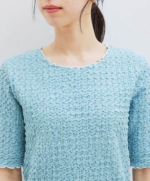 VIS（ビス）の「ふくれジャガード5分袖カットソー（Tシャツ/カットソー・レディース・ブラック/サックスブルー/ホワイト・FREE）」の19枚目の写真