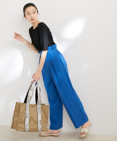 VIS（ビス）の「ふくれジャガード5分袖カットソー（Tシャツ/カットソー・レディース・ブラック/サックスブルー/ホワイト・FREE）」の5枚目の写真