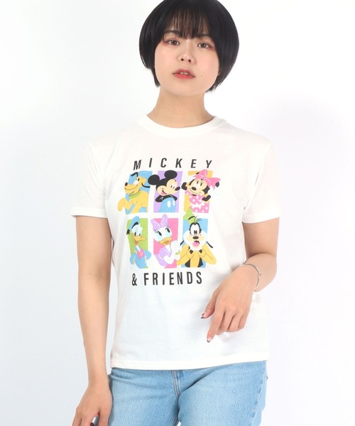 Disney(ディズニー)の「Disney(ディズニー)ミッキーマウス・ミニーマウス・オールスターキャラクタープリントTシャツ(Tシャツ/カットソー・レディース・スミクロ/ベージュ系その他/オフホワイト/ピンク・L/M)」の20枚目の写真