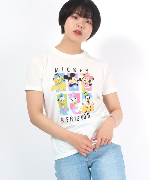 Disney(ディズニー)の「Disney(ディズニー)ミッキーマウス・ミニーマウス・オールスターキャラクタープリントTシャツ(Tシャツ/カットソー・レディース・スミクロ/ベージュ系その他/オフホワイト/ピンク・L/M)」の18枚目の写真