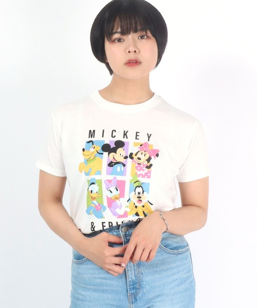 Disney(ディズニー)の「Disney(ディズニー)ミッキーマウス・ミニーマウス・オールスターキャラクタープリントTシャツ(Tシャツ/カットソー・レディース・スミクロ/ベージュ系その他/オフホワイト/ピンク・L/M)」の19枚目の写真
