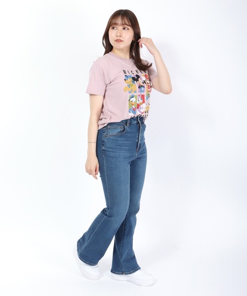 Disney(ディズニー)の「Disney(ディズニー)ミッキーマウス・ミニーマウス・オールスターキャラクタープリントTシャツ(Tシャツ/カットソー・レディース・スミクロ/ベージュ系その他/オフホワイト/ピンク・L/M)」の6枚目の写真