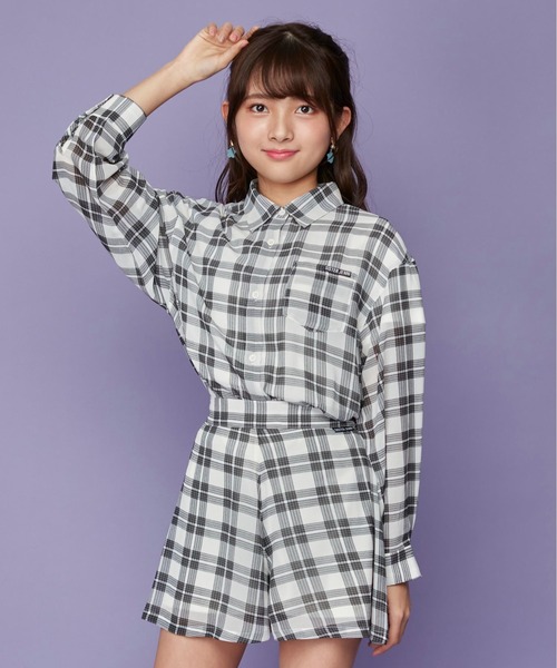 SISTER JENNI(SISTER JENNI)の「チェック柄シアーシャツ(シャツ/ブラウス・キッズ・ブラック/オフホワイト・130cm/150cm/140cm/160cm)」の2枚目の写真