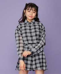チェック柄シアーシャツ