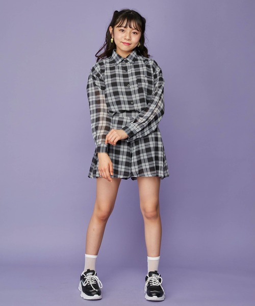 SISTER JENNI(SISTER JENNI)の「チェック柄シアーシャツ(シャツ/ブラウス・キッズ・ブラック/オフホワイト・130cm/150cm/140cm/160cm)」の5枚目の写真