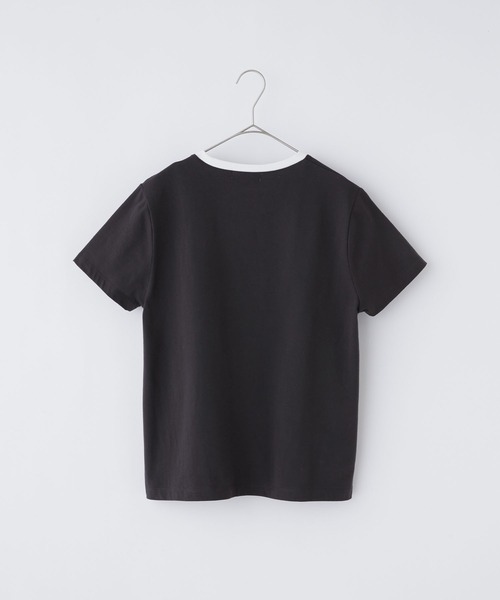 BONLECILL(ボンルシール)の「手書きロゴプリント 配色リンガー半袖Tシャツ(Tシャツ/カットソー・レディース・ネイビー/チャコールグレー/オフホワイト・FREE)」の14枚目の写真