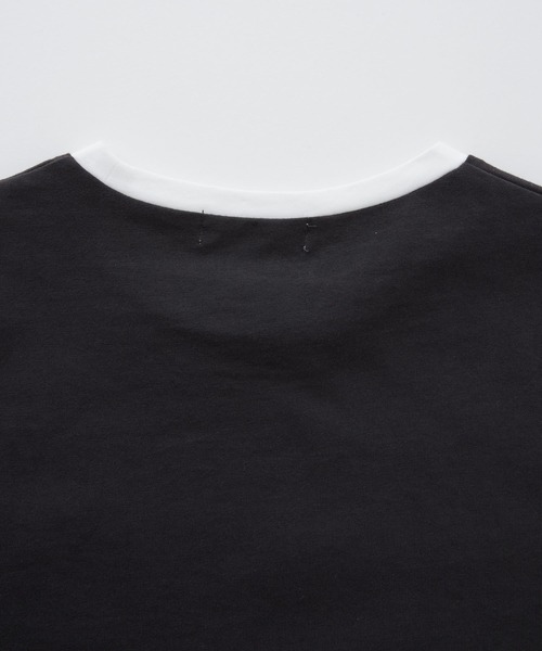 BONLECILL(ボンルシール)の「手書きロゴプリント 配色リンガー半袖Tシャツ(Tシャツ/カットソー・レディース・ネイビー/チャコールグレー/オフホワイト・FREE)」の9枚目の写真