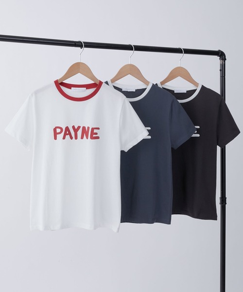 BONLECILL(ボンルシール)の「手書きロゴプリント 配色リンガー半袖Tシャツ(Tシャツ/カットソー・レディース・ネイビー/チャコールグレー/オフホワイト・FREE)」の8枚目の写真