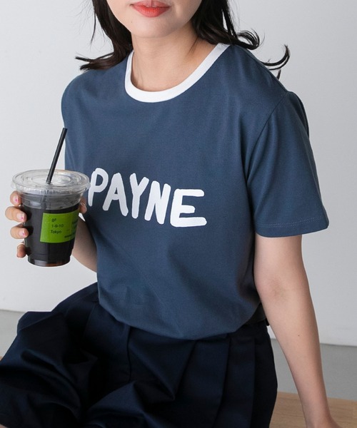 BONLECILL(ボンルシール)の「手書きロゴプリント 配色リンガー半袖Tシャツ(Tシャツ/カットソー・レディース・ネイビー/チャコールグレー/オフホワイト・FREE)」の17枚目の写真