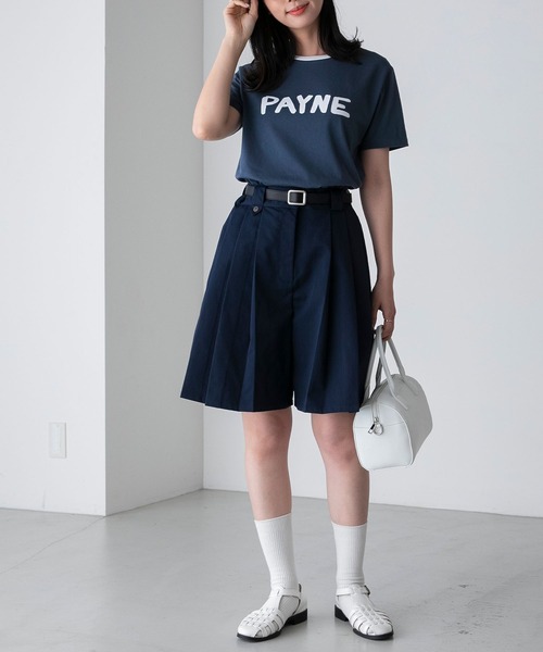 BONLECILL(ボンルシール)の「手書きロゴプリント 配色リンガー半袖Tシャツ(Tシャツ/カットソー・レディース・ネイビー/チャコールグレー/オフホワイト・FREE)」の19枚目の写真