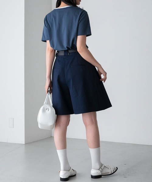 BONLECILL(ボンルシール)の「手書きロゴプリント 配色リンガー半袖Tシャツ(Tシャツ/カットソー・レディース・ネイビー/チャコールグレー/オフホワイト・FREE)」の18枚目の写真