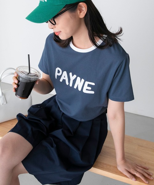 BONLECILL(ボンルシール)の「手書きロゴプリント 配色リンガー半袖Tシャツ(Tシャツ/カットソー・レディース・ネイビー/チャコールグレー/オフホワイト・FREE)」の20枚目の写真