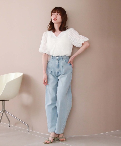 archives（アルシーヴ）の「ドビーフロントギャザーブラウス（シャツ/ブラウス・レディース・ブラック/アイボリー・MEDIUM）」の10枚目の写真