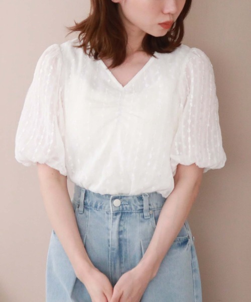 archives（アルシーヴ）の「ドビーフロントギャザーブラウス（シャツ/ブラウス・レディース・ブラック/アイボリー・MEDIUM）」の3枚目の写真