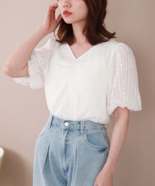 archives（アルシーヴ）の「ドビーフロントギャザーブラウス（シャツ/ブラウス・レディース・ブラック/アイボリー・MEDIUM）」の6枚目の写真