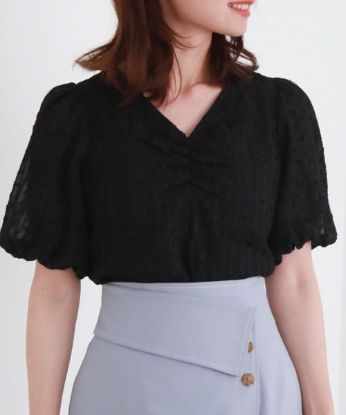 archives（アルシーヴ）の「ドビーフロントギャザーブラウス（シャツ/ブラウス・レディース・ブラック/アイボリー・MEDIUM）」の11枚目の写真